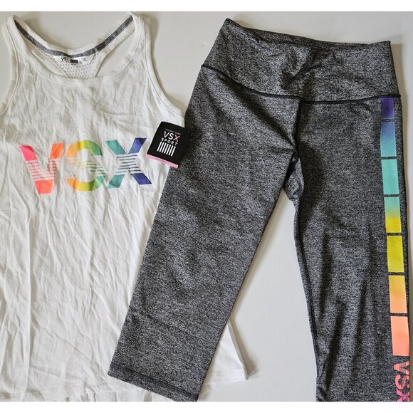 Victoria’s Secret VSX XS S NWT Knockout Crop Leggings Tank Top Set - Picture 2 of 4